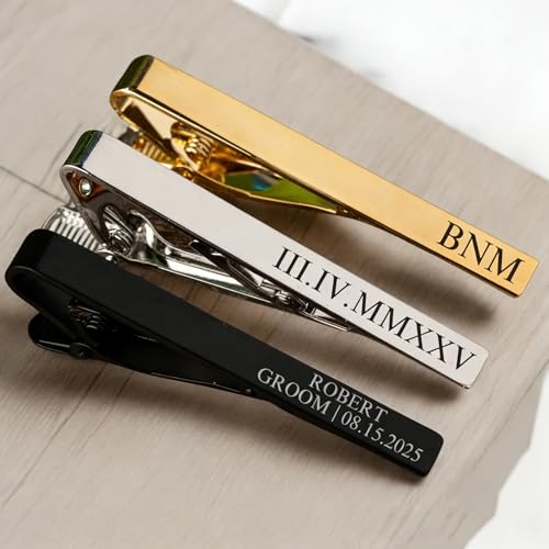 Custom Tie Clips for Men,Personalize Engraved Tie Bar,Stainless Steel Tie Clip for Business, Wedding, Anniversary, Father's Day Gifts,Ideal for Groomsman Best Man Dad Husband Boyfriend - style: 2-Silver +2-Black