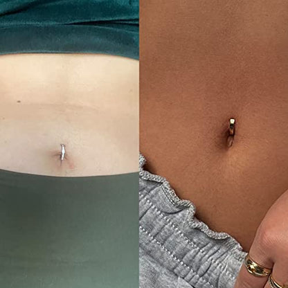 QWALIT Belly Button Rings 14G Surgical Steel Belly Rings CZ Opal Navel Piercing Jewelry for Women Girls 3/8" 10mm Silver Rose Gold - color: B21- clicker+ T bar-7pcs silver