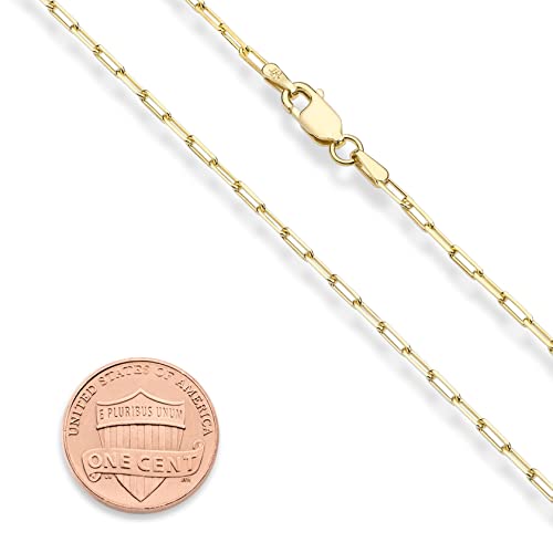 Miabella Italian Solid 925 Sterling Silver, 18Kt Gold Plated 2mm Paperclip Link Chain Necklace for Women, Made in Italy - size: Length 30 Inches, style: yellow-gold-plated-silver