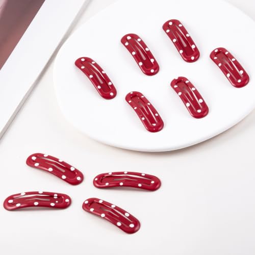 20 PCS Small Rectangle Hair Barrettes For Women Non Slips Snap Clips For Thin Fine Hair,Bright Red,1.97 x 0.55Inch - color: Bright Red