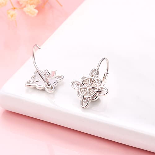 S925 Sterling Silver Celtic Knot Earrings for Women Irish Good Luck Drop Dangle Hook Earrings - style: Drop Leverback - Witch's Knot