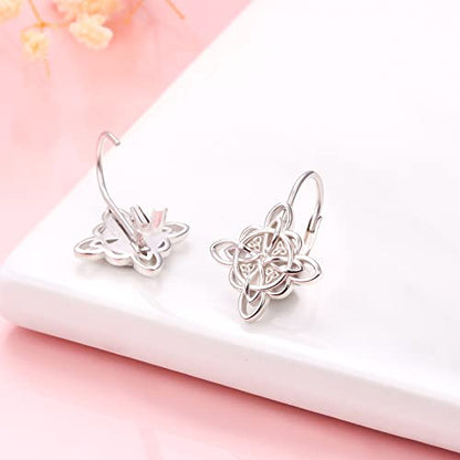 S925 Sterling Silver Celtic Knot Earrings for Women Irish Good Luck Drop Dangle Hook Earrings - style: Drop Leverback - Witch's Knot