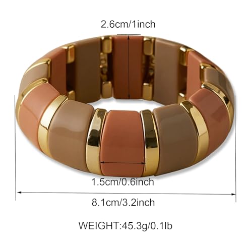 YBMYCM Acrylic Chunky Bangles Bracelets for Women Resin Gold-plated Stackable Stretch Bracelet Wide Wristbands Gift Jewelry - color: B red