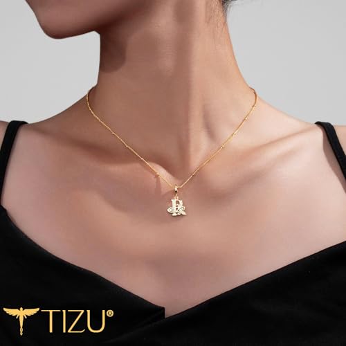 TIZU Initial Necklaces for Women - Dainty 14K Gold Plated Letter Pendant Trendy Personalized Initial A-Z Necklaces Jewelry Gift - color: Gold-R