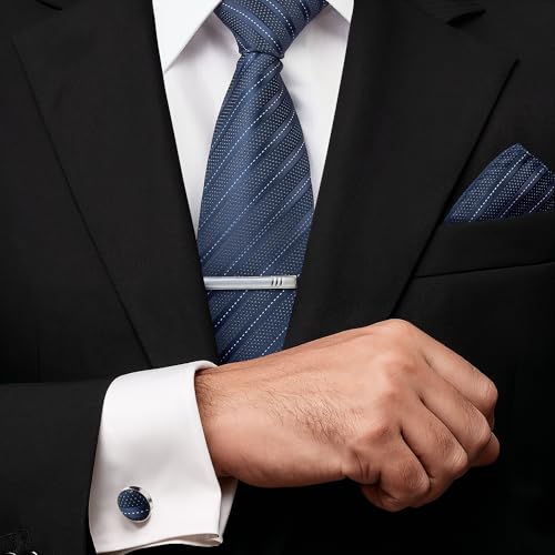 Premium Men’s Gift Tie Set Silky Necktie Pocket Squares Tie Clips Cufflinks For Men - color: Men's Style 1
