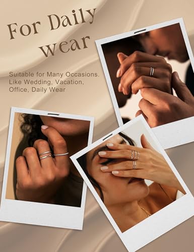 THUNARAZ 8Pcs 1mm Stainless Steel Rings for Women Men Fashion Plain Band Knuckle Stacking Midi Thumb Dainty Thin Rings Set Size 5-10 Silver Gold Tone - color: Silver