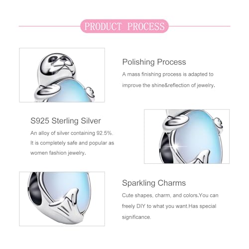 925 Sterling Silver Bead Charm for Pandora Bracelets and Necklaces,Pink Bow Cherry Butterfly Blue Ocean Pendant Bead Charms Jewelry Present Valentines Gifts for Wife/Girlfriend Women - style: Cute seal Charm