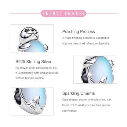 925 Sterling Silver Bead Charm for Pandora Bracelets and Necklaces,Pink Bow Cherry Butterfly Blue Ocean Pendant Bead Charms Jewelry Present Valentines Gifts for Wife/Girlfriend Women - style: Cute seal Charm