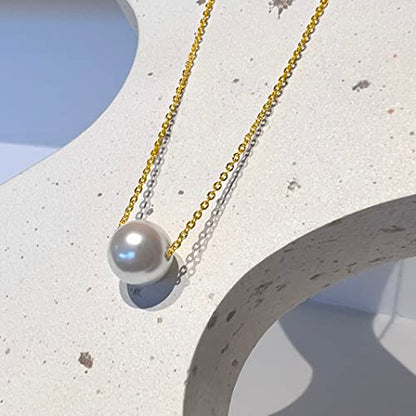 Zeffy Pearl Necklace 8MM Dainty Round Imitation Pearl Choker Necklace Wedding Pearl Necklace Delicate Jewelry for Women Simple Bridesmaid Jewelry Gifts - style: Style6-10mm Gold Single Pearl Necklace