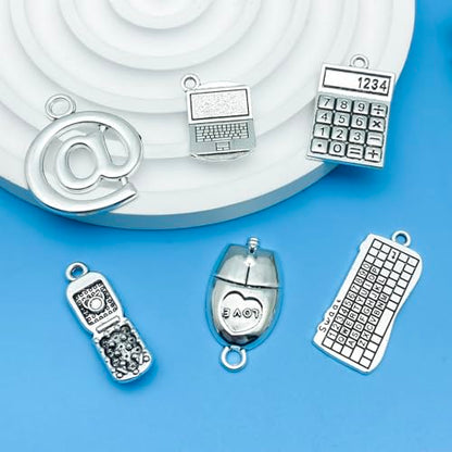 36pcs Alloy Ancient Silvery Teacher's Day Graduation Season Series Mouse Keyboard Computer Technology Series Set Pendant Jewelry Making DIY Keychain Earrings Pendant Various Design Charms for Jewelry Making Bracelets Necklace (SN1058) - color: SN1058