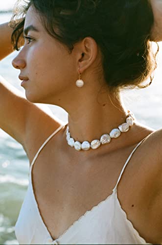 Handpicked White Pearl Earrings 18k Gold Plated Leverback Dangle Stud Pearl Earrings Jewelry for Women - style: Ball Pearl