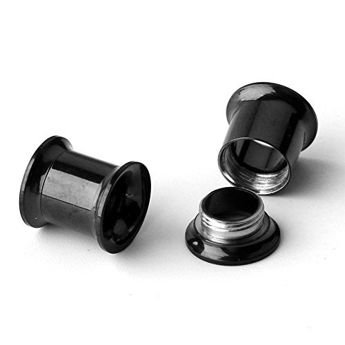 12pcs Surgical Steel Screw Tunnel Gauge Ear Expander Stretching Kit Plugs Piercing -6 Pairs 8g-00g (3mm-10mm) - color: 6PRS - Black