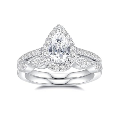 Moissanite Wedding Ring Set for Women D Color VVS1 Moissanite Engagement Rings 925 Sterling Silver Palladium and Rhodium Plated Promise Ring with Certificate - color: 1.45CTTW(1CT Center)