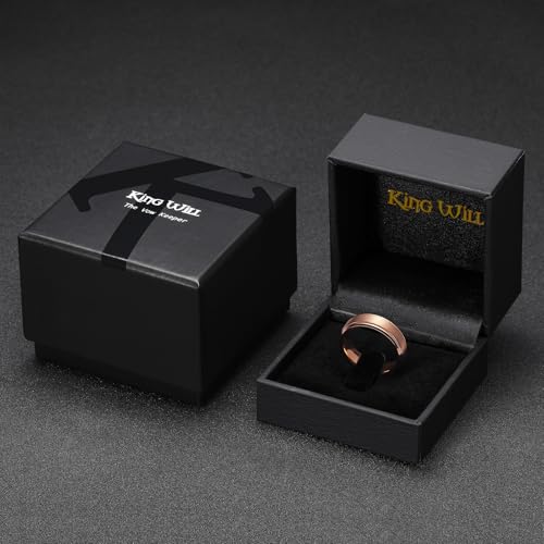 King Will Classic Tungsten Wedding Band for Men, 6/7/8/9/10mm Widths, Polished Finish Step Edge Matte Rings Comfort Fit - color: C-rose gold 6mm