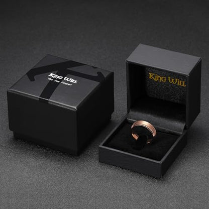 King Will Classic Tungsten Wedding Band for Men, 6/7/8/9/10mm Widths, Polished Finish Step Edge Matte Rings Comfort Fit - color: C-rose gold 6mm