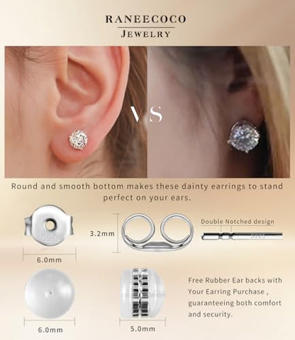 "STUNNING FLAME" 18K Gold Plated Silver Brilliant Cut Simulated Diamond Cubic Zirconia Stud Earrings - color: Gold Plated Sterling Silver - Yellow, size: 1.5 Carat-(0.75ct*2)-6mm