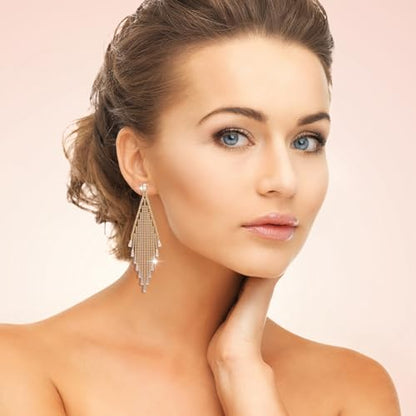 Dangle Earrings for Women，Crystal Drop Earrings Zirconia Rhinestone Dangling Earrings for Women Prom Party Jewelry Gifts，Dangle Fashion Jewelry Crystal Earrings for Women and Girls - color: Gold