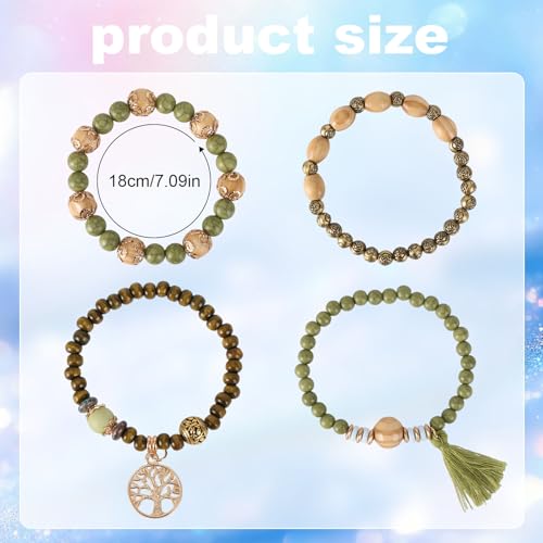Mikovivi Beaded Bracelets for Women, Multilayer Boho Western Turquoise Bracelets Stackable Bohemian Bead Elastic Jewelry Gifts for Women Men