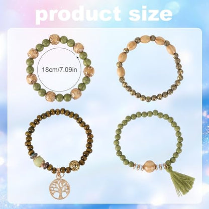 Mikovivi Beaded Bracelets for Women, Multilayer Boho Western Turquoise Bracelets Stackable Bohemian Bead Elastic Jewelry Gifts for Women Men