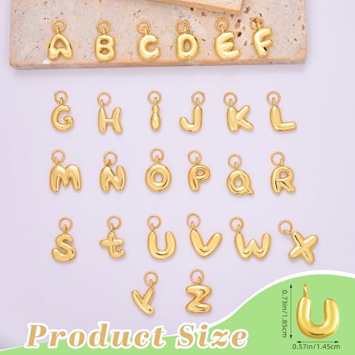 A-Z Bubble Letter Charms 18K Gold Filled Charms for Jewelry Making Gold Initial Alphabet Charms Pendants for Women Men Necklace Choker Bracelet Making - color: Letter U