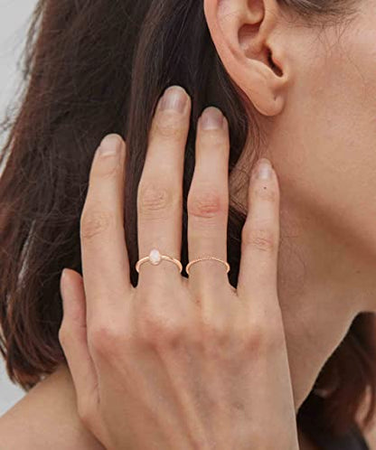 RLMOON Gold Ring Set for Women Dainty Silver Rose Gold Stackable Rings | 14K Gold Plated Simple Heart CZ Pinky Stacking Thumb Rings Plain Band Size 4-12(8-12PCS) - color: Rose Gold Rings