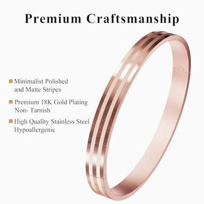 18K Gold Plated Bracelet Love Bangles for Women, 6.7in / 7.1in | Stainless steel, Waterproof & Non tarnish. Elegant & Shining. Verstaile for daily wear, perfect for stacking. Ideal Gift. - color: Rose Gold-7.1in