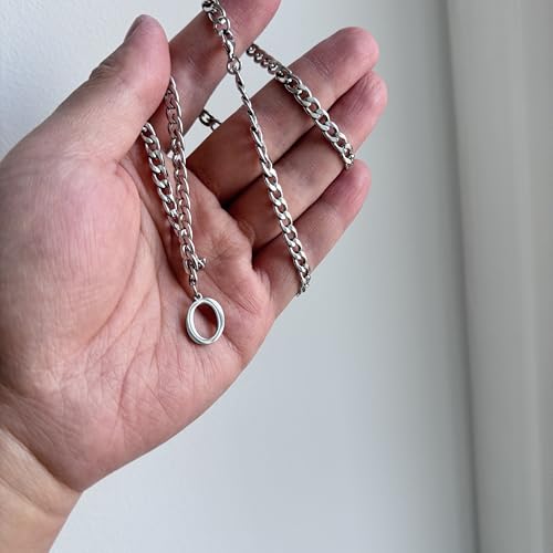 Stainless Steel Initial A-Z Necklace for Men Women,Cuban Chain,Titanium Steel Initial Letter Pendant Charm Necklaces Accessories Jewelry for Woman Man,21 Inch Chain - color: O