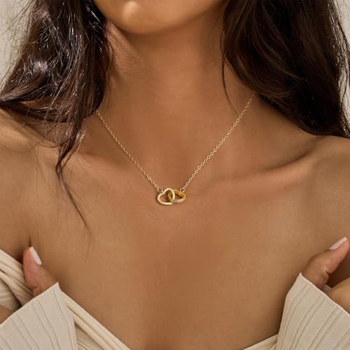 Starain Sunflower Necklaces for Women 14K Gold Plated Rotate Sunflower Pendant Necklace Cute Fun Necklaces 18 inch - color: H-Double Heart
