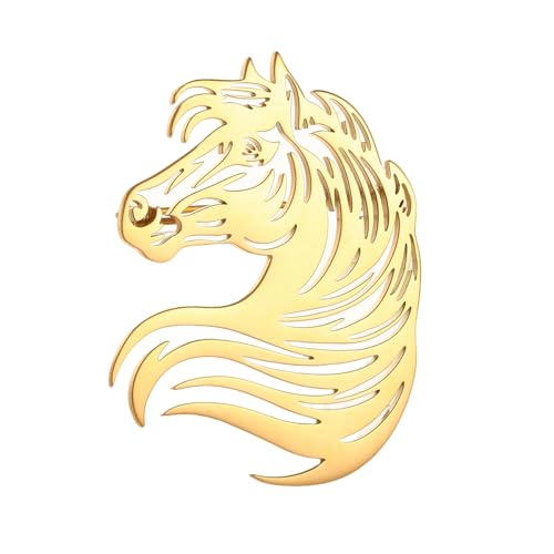 Large-sized Gold Color Phoenix Bird Brooch Wolf and Lion Brooch and Pin - style: Horse