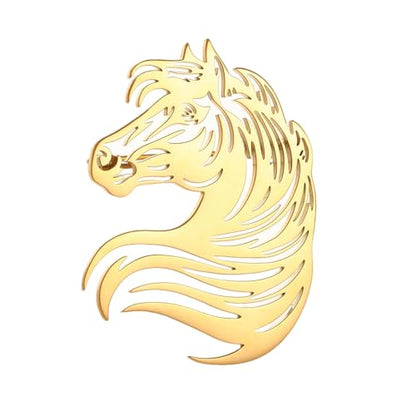 Large-sized Gold Color Phoenix Bird Brooch Wolf and Lion Brooch and Pin - style: Horse