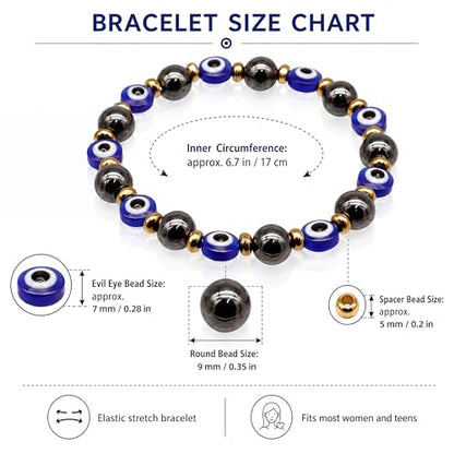 Fesciory Evil Eye Bracelet for Women, Gold Plated Adjustable Chain Jewelry | Blue Evil Eye Charm Bracelet, Lucky Amulet Symbolism, Dainty Adjustable Chain, Daily wear, Jewelry gifts - color: Blue-3