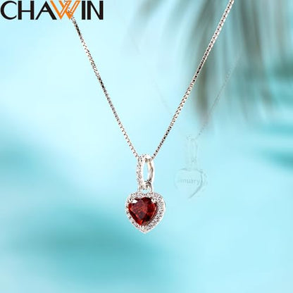 CHAWIN Birthstone Charms, 925 Sterling Silver Heart Dangle Charm, Sparkling CZ Compatible with Pandora Charm Bracelet, Necklace, Birthday Gifts for Women/Wife/Mother - style: 01# January
