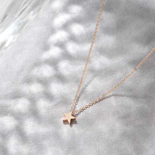 Valloey Rover Gold Necklaces for Women | Dainty 14K Gold/Sterling Silver Plated Cubic Zirconia Star Moon Pendant Necklaces Twist Rope Chain Simple Jewelry for Women - style: Gold-Star