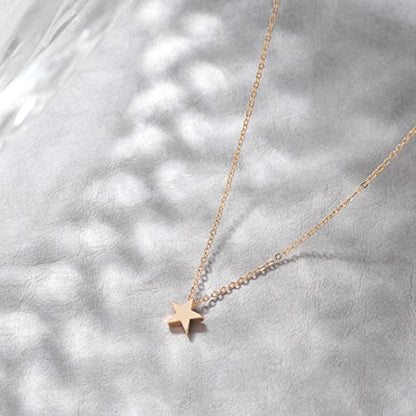 Valloey Rover Gold Necklaces for Women | Dainty 14K Gold/Sterling Silver Plated Cubic Zirconia Star Moon Pendant Necklaces Twist Rope Chain Simple Jewelry for Women - style: Gold-Star