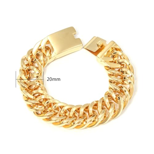 SDA Wide Chunky Gold Chain Necklace - Heavy and Waterproof 316L Surgical Steel with 18K Gold Plating for Modern Men and Women into Hip Hop Fashion - color: B601-White Gold