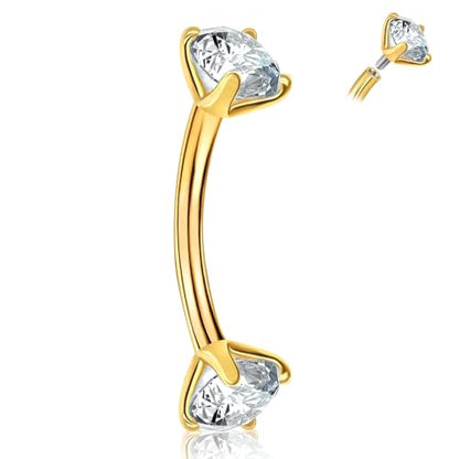 3-12 Pcs 14G Belly Button Rings Belly Rings for Women CZ Opal Navel Rings Belly Piercings Jewelry Belly Barbells Stainless Steel Body Belly Button Piercing Jewelry - color: Gold-Titanium steel