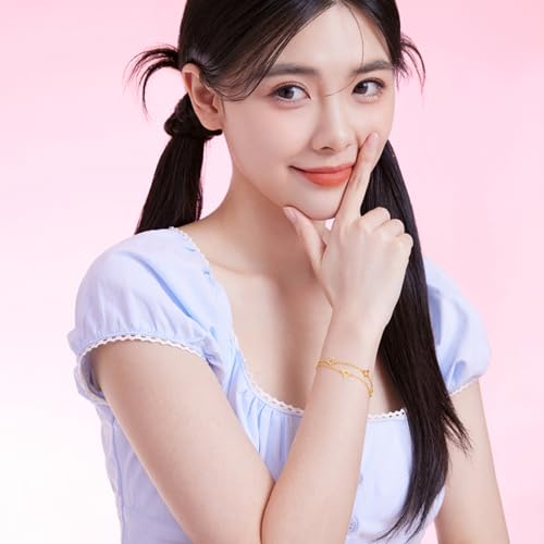 ZHOU LIU FU 18K Yellow Gold Charm Bracelet Hollow Heart Star Butterfly Charms Delicate Double Chain Bracelets Adjustable Cute Jewelry for Women Her Mom Daughter Birthday Anniversary 16+3cm/6.3-7.5" - style: Butterfly