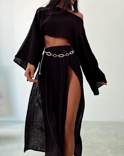 Waist Chain Belt Women Circle O-Ring Metal Link Body Chains Plus Size Gold Tone Chain Belt Fashion Waist Jewelry for Dress - color: Silver-43inch