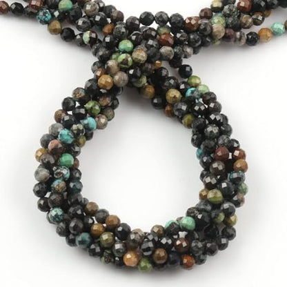 90pcs 4mm Natural African Turquoise Gemstone Beads Faceted Round Loose Stone Beads for Jewelry Making - color: African Turquoise, size: 3.7-4.2mm
