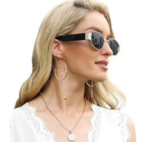 Dangle Hoop Earrings for Women, 14k Gold/Silver Plated High Polished Cute & Aesthetic Earrings for Women - color: Gold-02