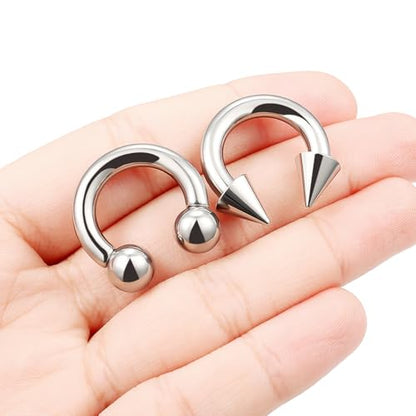 F136 Titanium 20/18/16/14/12/8/4/2g Septum Nose Rings Gauge Earrings Lip Rings Prince Albert Jewelry Internally Threaded Horseshoe Hoop Piercings - size: 6g*14mm