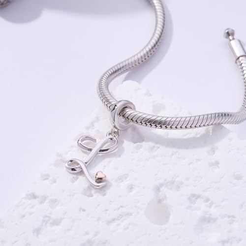 Letter Charms for Pandora Bracelets 925 Sterling Silver Alphabet Initial Charms Bead Jewelry Gift for Women - style: Initial L