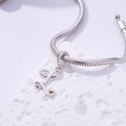Letter Charms for Pandora Bracelets 925 Sterling Silver Alphabet Initial Charms Bead Jewelry Gift for Women - style: Initial L