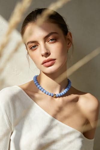 Boho Colorful Chunky Beaded Necklace for Women Trendy Resin Statement Choker Necklaces Summer Beach Style Womens Vacation Fashion Jewelry Gifts Accessories - color: Blue-2