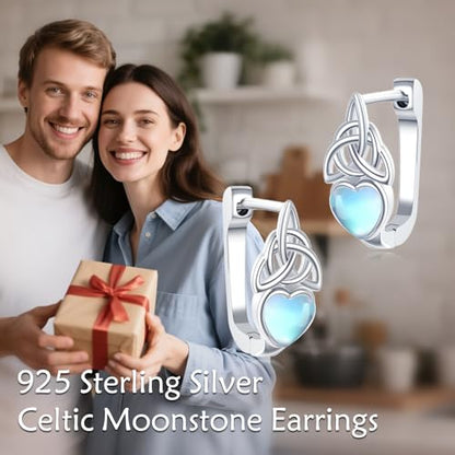 Blue Evil Eye/Celtic/Owl/Moonstone/Paw Print/Cubic Zirconia Hoop Earrings for Women 925 Sterling Silver Women Earrings Jewelry - style: Celtic E