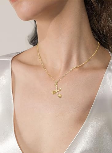 CELESTIA 925 Sterling Silver Initial Necklaces 26 Letter with Rose Gold Heart - 18 Inch Chain - color: Gold-K