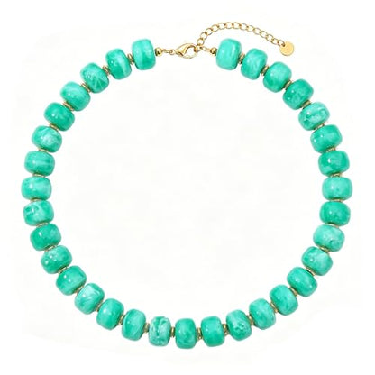 Chunky Colorful Beaded Necklace for Women Boho Summer Statement Resin Choker Necklaces Beach Jewelry Accessories - color: Light Blue