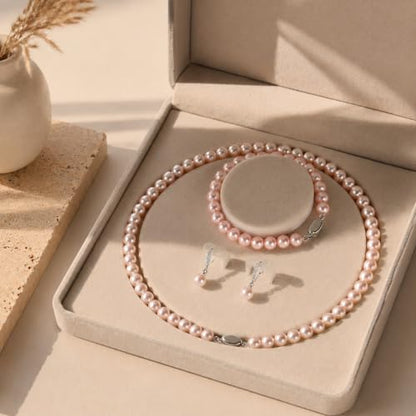 Pearl Necklaces for Women,Pearl Necklaces Earrings Bracelet Jewelry Set | Pearl Jewelry Set for Women, Mother's Day,Christmas,Graduation,Wedding,Anniversary,Birthday Gifts for Women