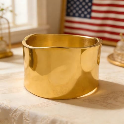Exquisite and Stylish Gold Bracelet, Fashion Jewelry, Women's Gold Accessories – Ideal Gift for Mom, Wife or Girlfriend - style: Bright Gold Wide Cuff Bracelet