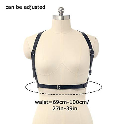 BODIY Plus Size Harness Punk Leather Black Harness Belts Women Fashion Body Harness for Women - color: Black